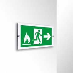 Uscita emergenza con fiamme destra in alluminio composito da parete