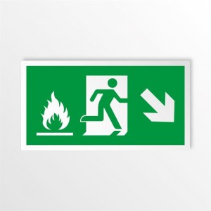 Uscita emergenza con fiamme destra basso in alluminio composito da parete