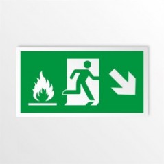 Uscita emergenza con fiamme destra basso in alluminio composito da parete