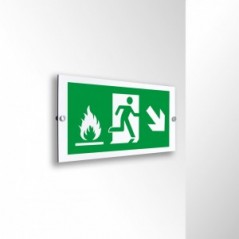 Uscita emergenza con fiamme destra basso in alluminio composito da parete