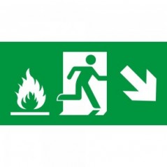 Uscita emergenza con fiamme destra basso in alluminio composito da parete