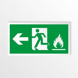 Uscita emergenza con fiamme sinistra in alluminio composito da parete