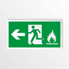 Uscita emergenza con fiamme sinistra in alluminio composito da parete