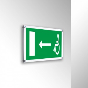 Uscita emergenza disabile sinistra in alluminio composito da parete