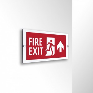 Scritta Fire exit alto in alluminio composito da parete