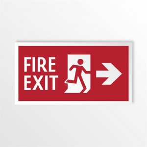 Scritta Fire exit destra in alluminio composito da parete