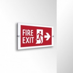 Scritta Fire exit destra in alluminio composito da parete