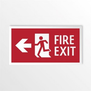 Scritta Fire exit sinistra in alluminio composito da parete