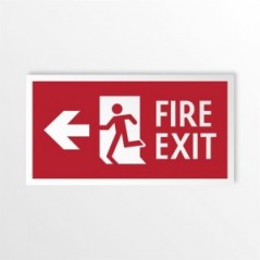 Scritta Fire exit sinistra in alluminio composito da parete