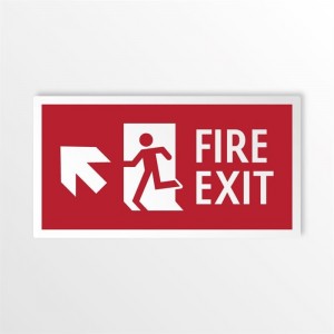 Scritta Fire exit sinistra alto in alluminio composito da parete