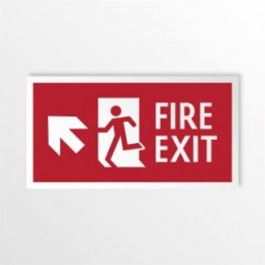 Scritta Fire exit sinistra alto in alluminio composito da parete