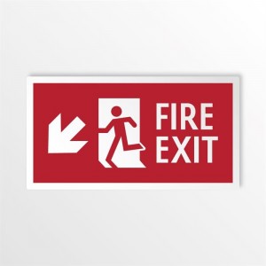 Scritta Fire exit sinistra basso in alluminio composito da parete
