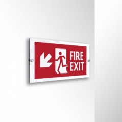 Scritta Fire exit sinistra basso in alluminio composito da parete