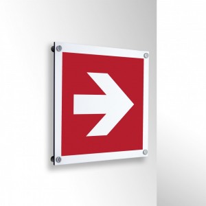 Freccia antincendio destra in alluminio composito da parete