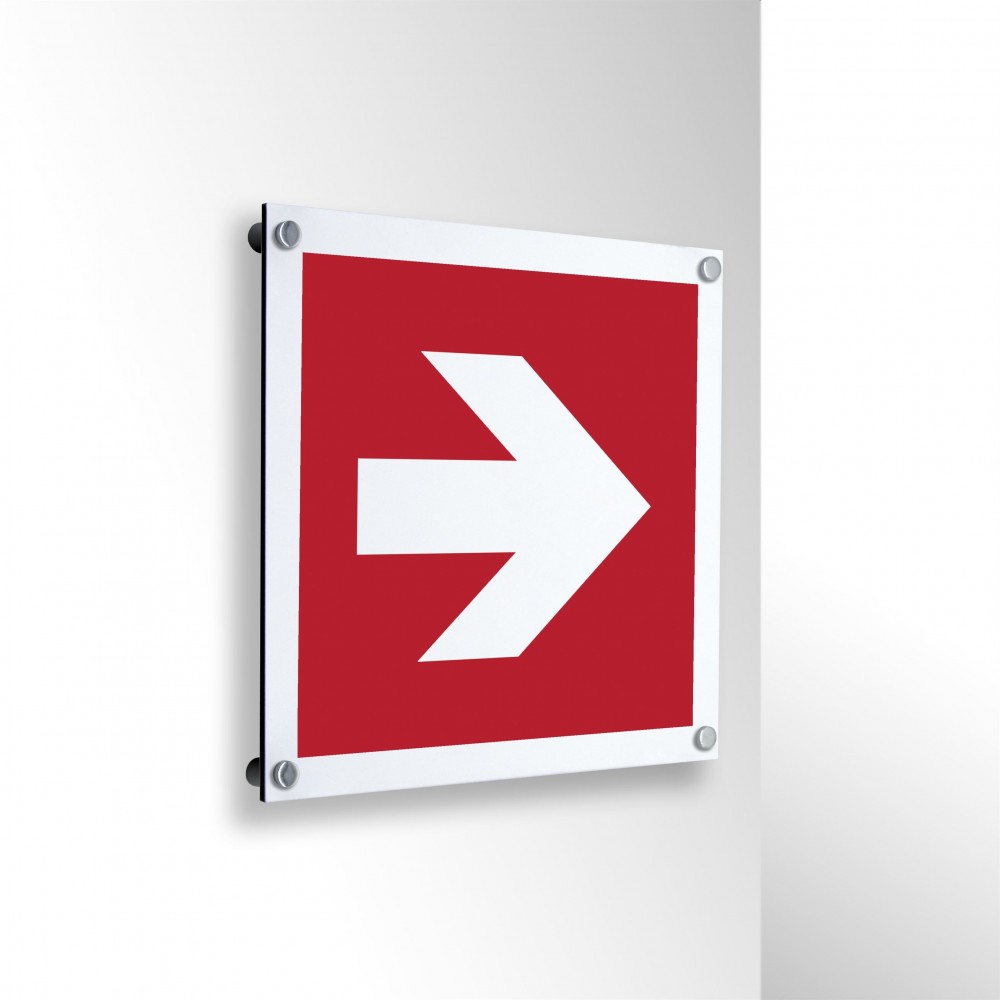 Freccia antincendio destra in alluminio composito da parete