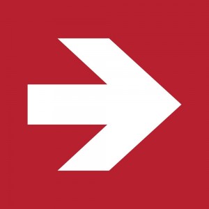 Freccia antincendio destra in alluminio composito da parete