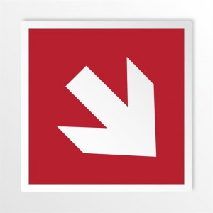 Freccia antincendio destra basso in alluminio composito da parete