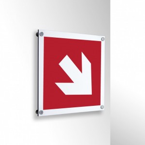 Freccia antincendio destra basso in alluminio composito da parete
