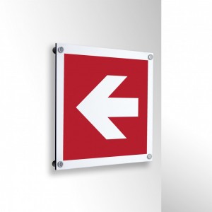 Freccia antincendio sinistra in alluminio composito da parete