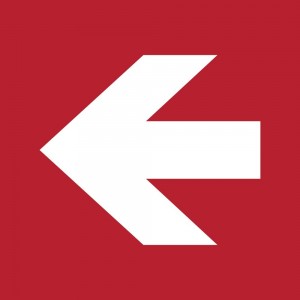 Freccia antincendio sinistra in alluminio composito da parete