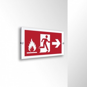 Uscita antincendio con fiamme destra in alluminio composito da parete