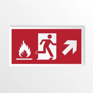 Uscita antincendio con fiamme destra alto in alluminio composito da parete