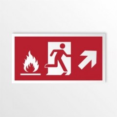 Uscita antincendio con fiamme destra alto in alluminio composito da parete