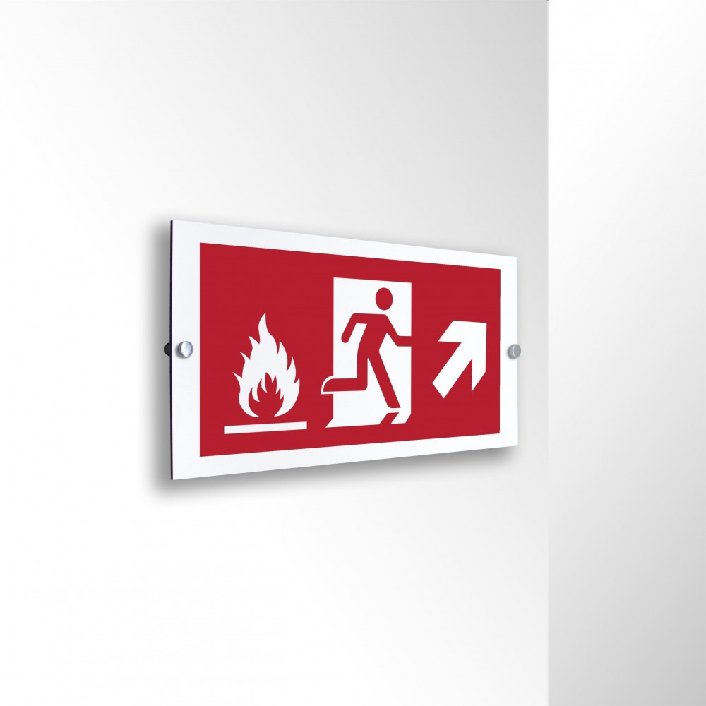Uscita antincendio con fiamme destra alto in alluminio composito da parete
