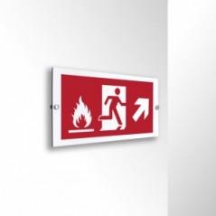Uscita antincendio con fiamme destra alto in alluminio composito da parete