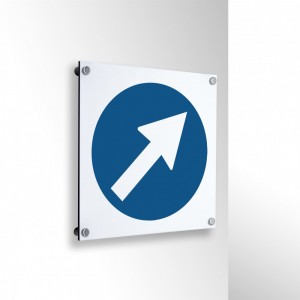 Freccia destra alto in alluminio composito da parete