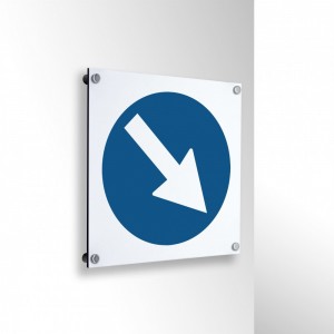 Freccia destra basso in alluminio composito da parete