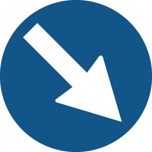 Freccia destra basso in alluminio composito da parete