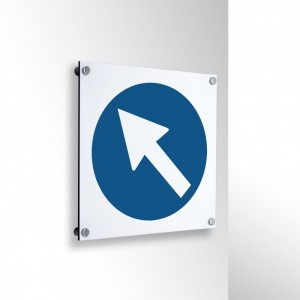 Freccia sinistra alto in alluminio composito da parete