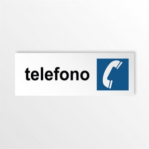 Telefono con scritta in alluminio composito da parete