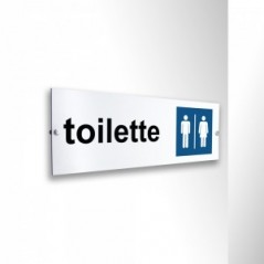 Toilette uomini e donne con scritta in alluminio composito da parete
