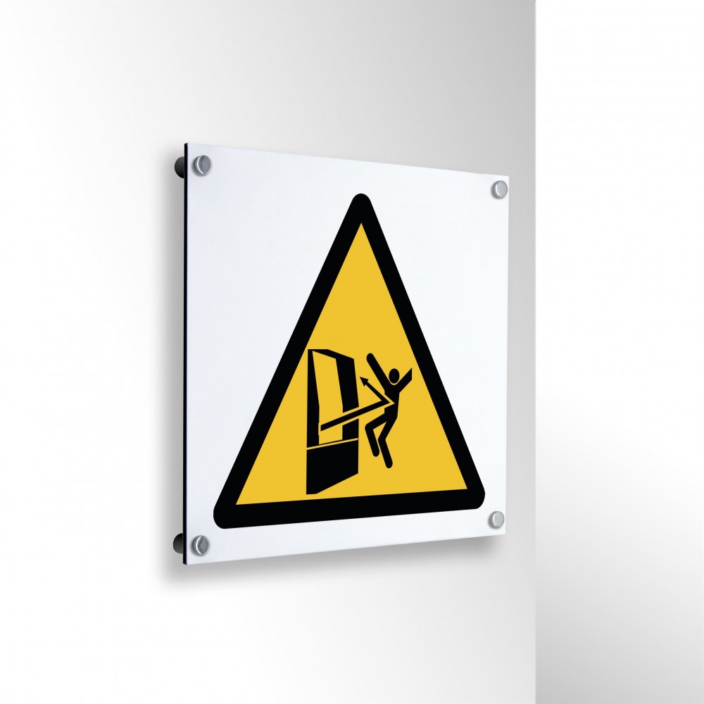 Pericolo proiezione di oggetti in alluminio composito da parete