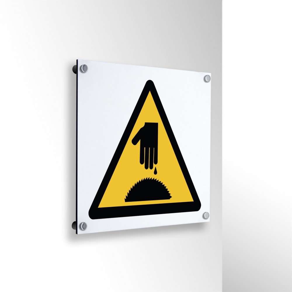 Pericolo sega circolare rischio di tagliarsi in alluminio composito da parete