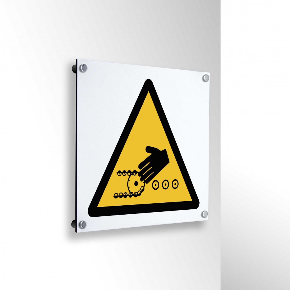 Rischio di trascinamento della mano alla giunzione dei nastri trasportatori in alluminio composito da parete