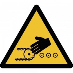 Rischio di trascinamento della mano alla giunzione dei nastri trasportatori in alluminio composito da parete