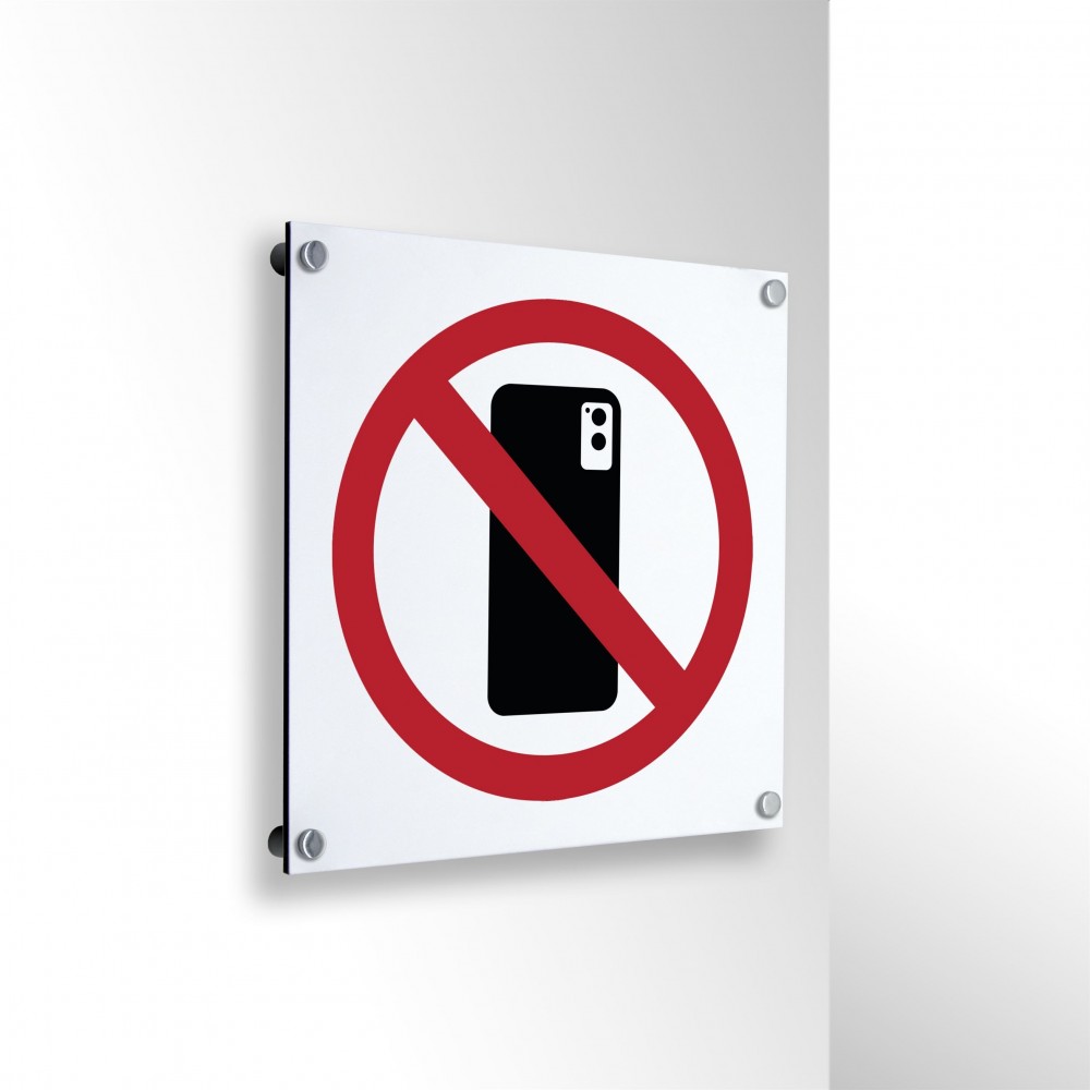 Vietato fotografare e fare video con lo smartphone in alluminio composito da parete