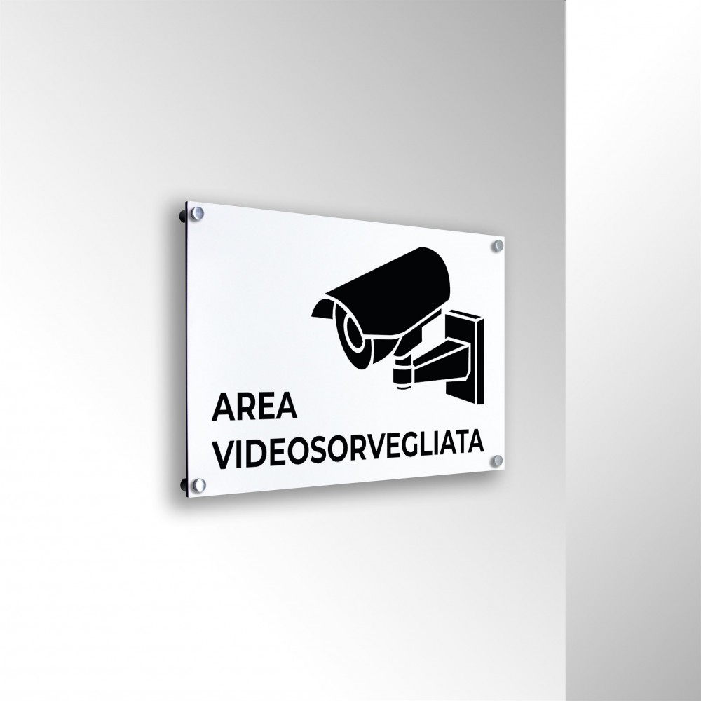 Area videosorvegliata v1 in alluminio composito da parete