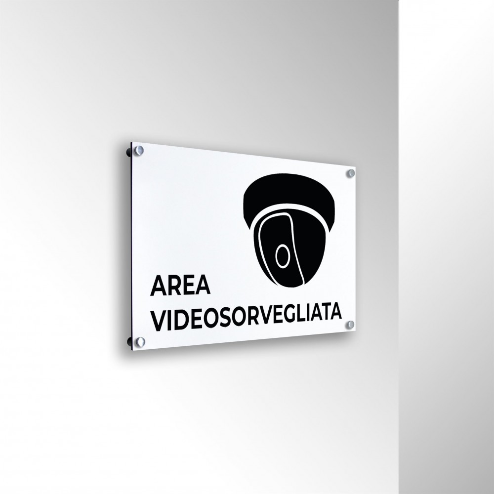 Area videosorvegliata v2 in alluminio composito da parete