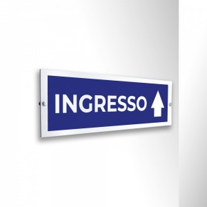 Ingresso freccia alto v1 in alluminio composito da parete