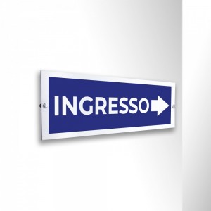 Ingresso freccia destra v1 in alluminio composito da parete