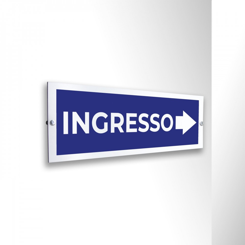 Ingresso freccia destra v1 in alluminio composito da parete