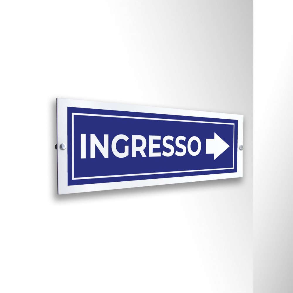 Ingresso freccia destra v2 in alluminio composito da parete