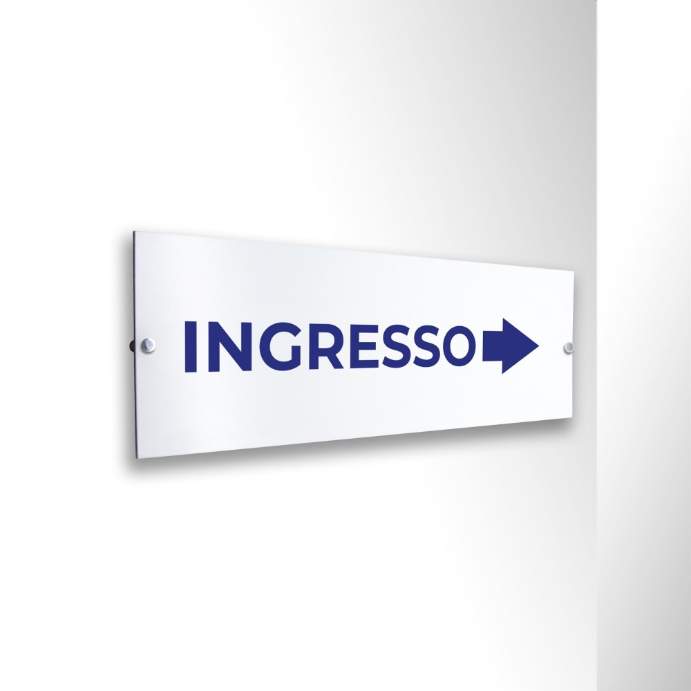 Ingresso freccia destra v3 in alluminio composito da parete