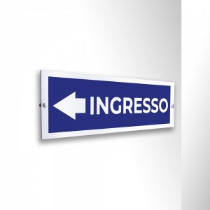 Ingresso freccia sinistra v1 in alluminio composito da parete