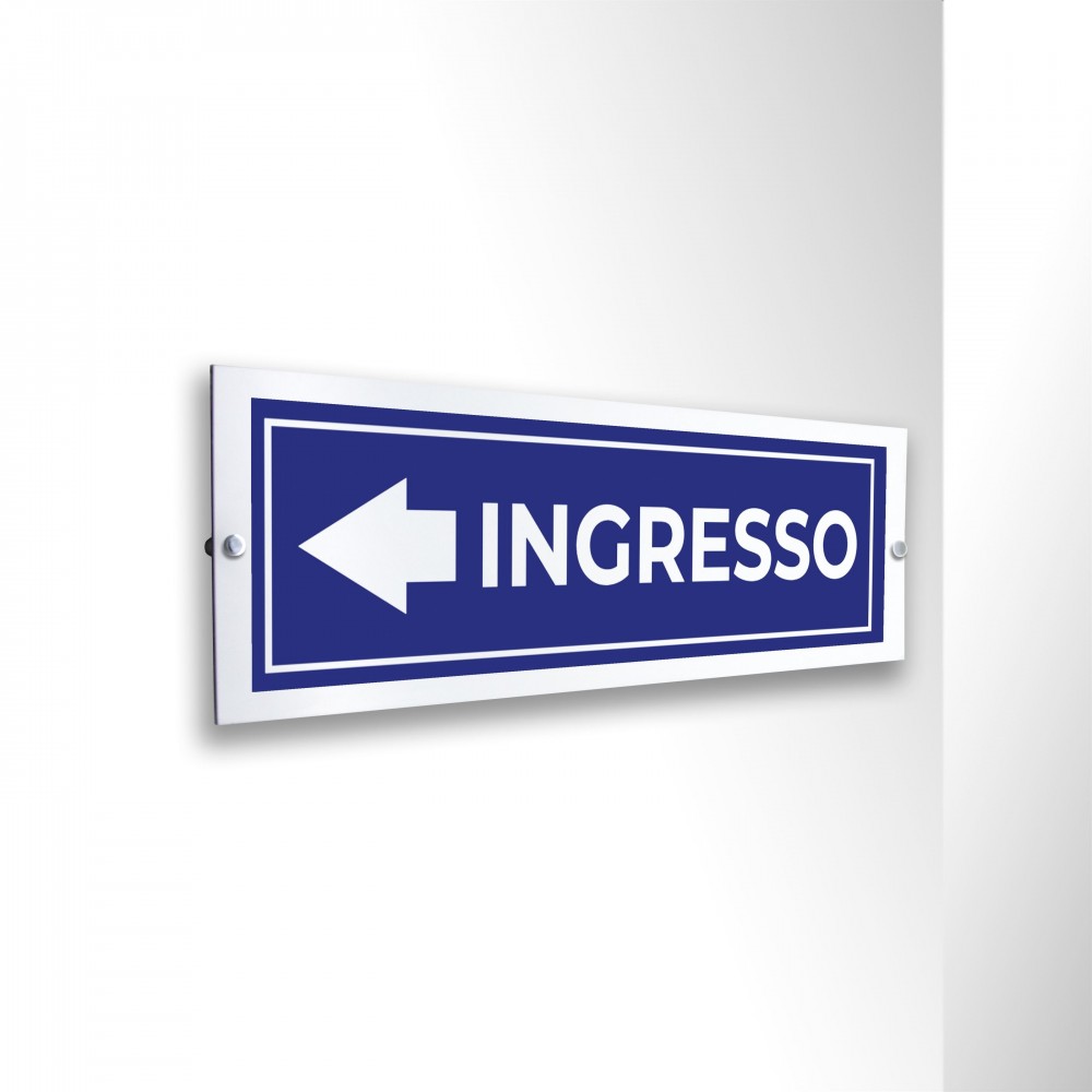 Ingresso freccia sinistra v2 in alluminio composito da parete