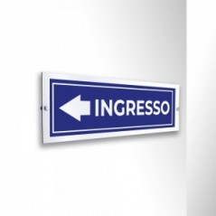 Ingresso freccia sinistra v2 in alluminio composito da parete